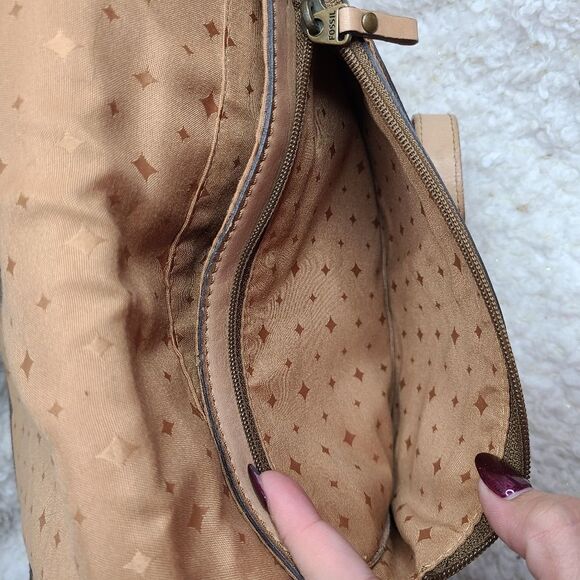 Fossil Tan Leather Saddlebag Crossbody Purse - Picture 7 of 8